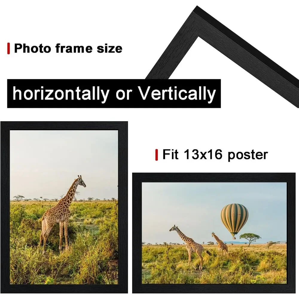 New In Box Set of 5 13x16 Matching Black Frames Shatterproof